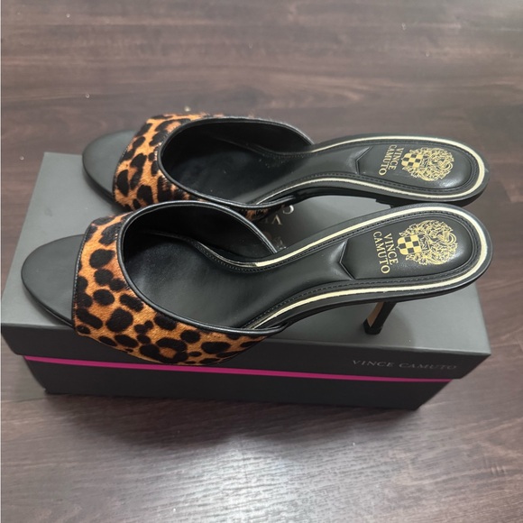 Vince Camuto Shoes - New in Box Vince Camuto Black and Brown CalfHair Leopard Mules